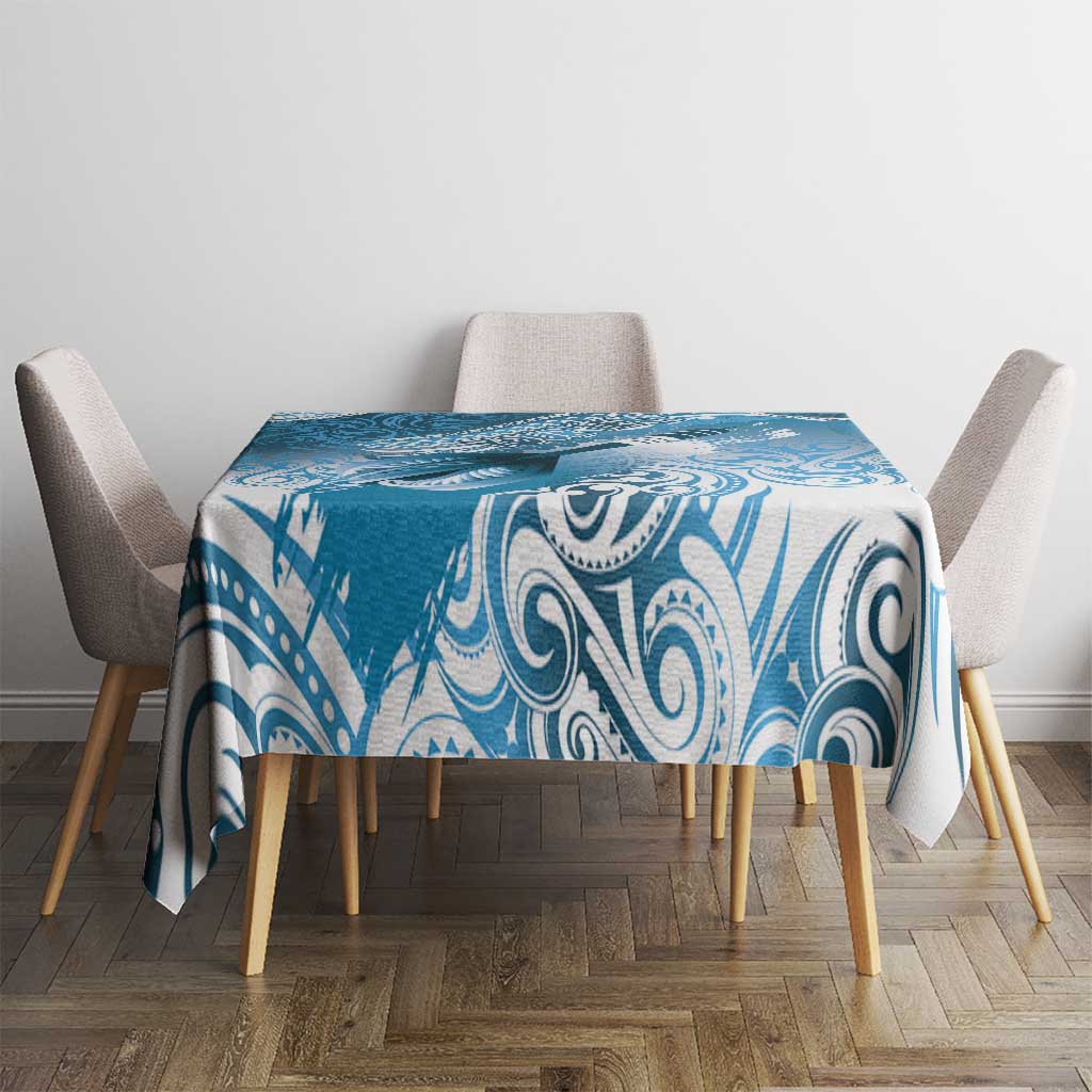 Personalised New Zealand Aotearoa Darts Masters Tablecloth Maori Art Tattoo with Tribal Dart Symbol Blue - Polynesian Pride