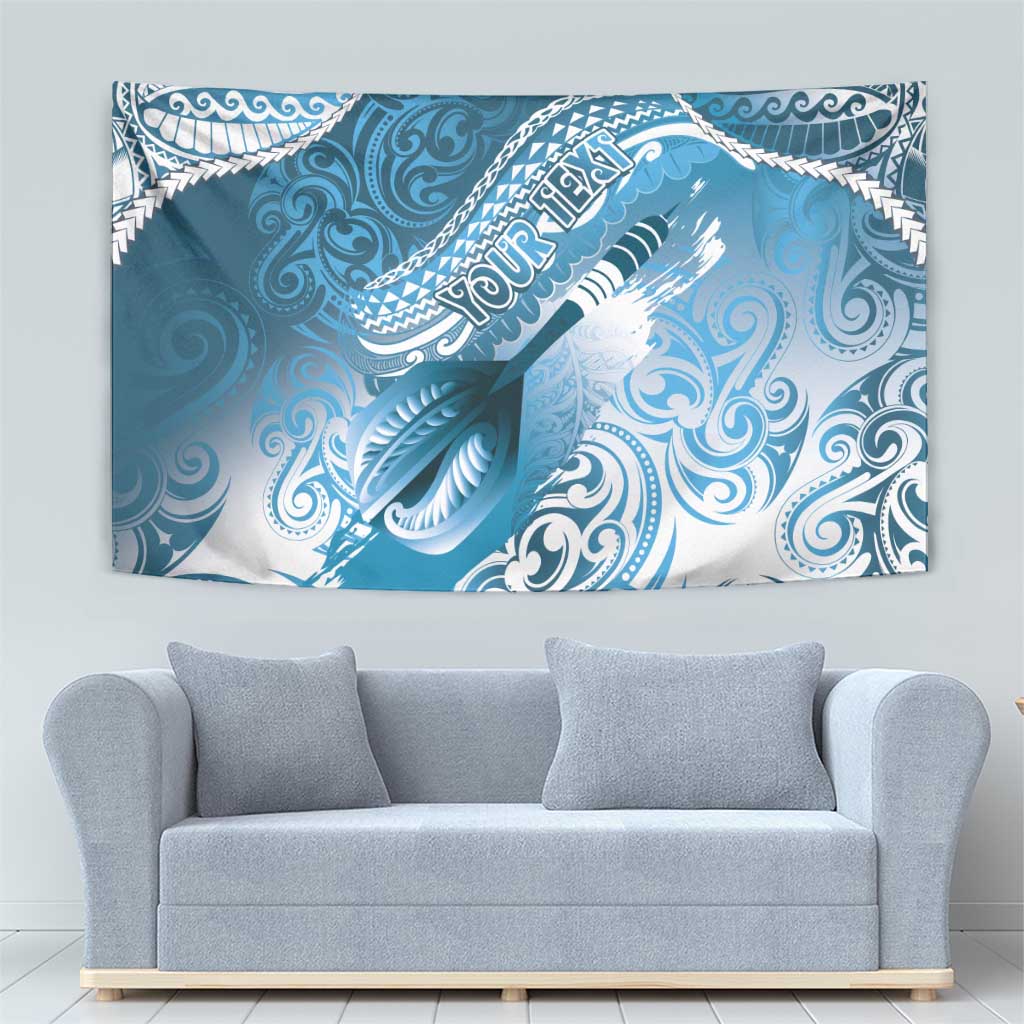 Personalised New Zealand Aotearoa Darts Masters Tapestry Maori Art Tattoo with Tribal Dart Symbol Blue - Polynesian Pride
