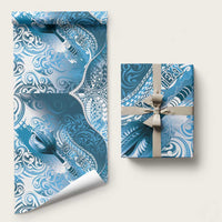 Personalised New Zealand Aotearoa Darts Masters Wrapping Paper Maori Art Tattoo with Tribal Dart Symbol Blue LT03 58" × 23" Blue - Polynesian Pride