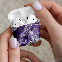 Personalised New Zealand Aotearoa Darts Masters AirPods Case Maori Art Tattoo with Tribal Dart Symbol Purple - Polynesian Pride