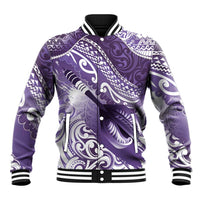 Personalised New Zealand Aotearoa Darts Masters Baseball Jacket Maori Art Tattoo with Tribal Dart Symbol Purple - Polynesian Pride