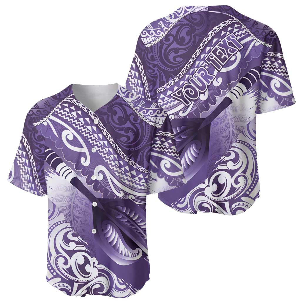 Personalised New Zealand Aotearoa Darts Masters Baseball Jersey Maori Art Tattoo with Tribal Dart Symbol Purple - Polynesian Pride