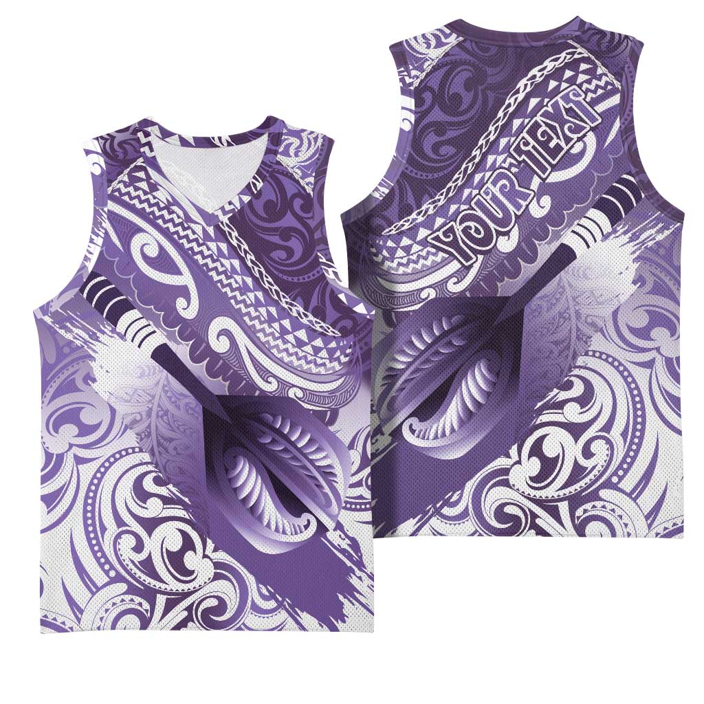 Personalised New Zealand Aotearoa Darts Masters Basketball Jersey Maori Art Tattoo with Tribal Dart Symbol Purple - Polynesian Pride