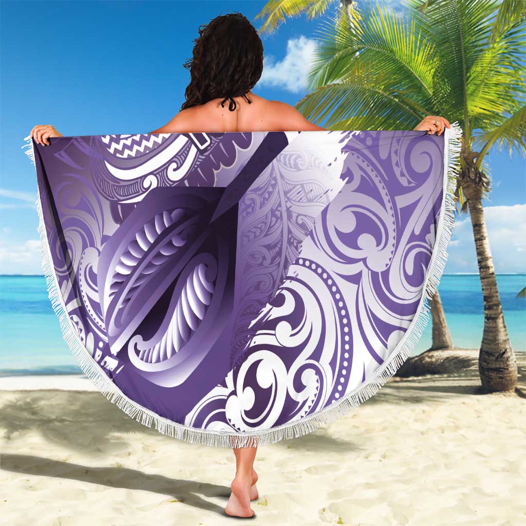 Personalised New Zealand Aotearoa Darts Masters Beach Blanket Maori Art Tattoo with Tribal Dart Symbol Purple - Polynesian Pride