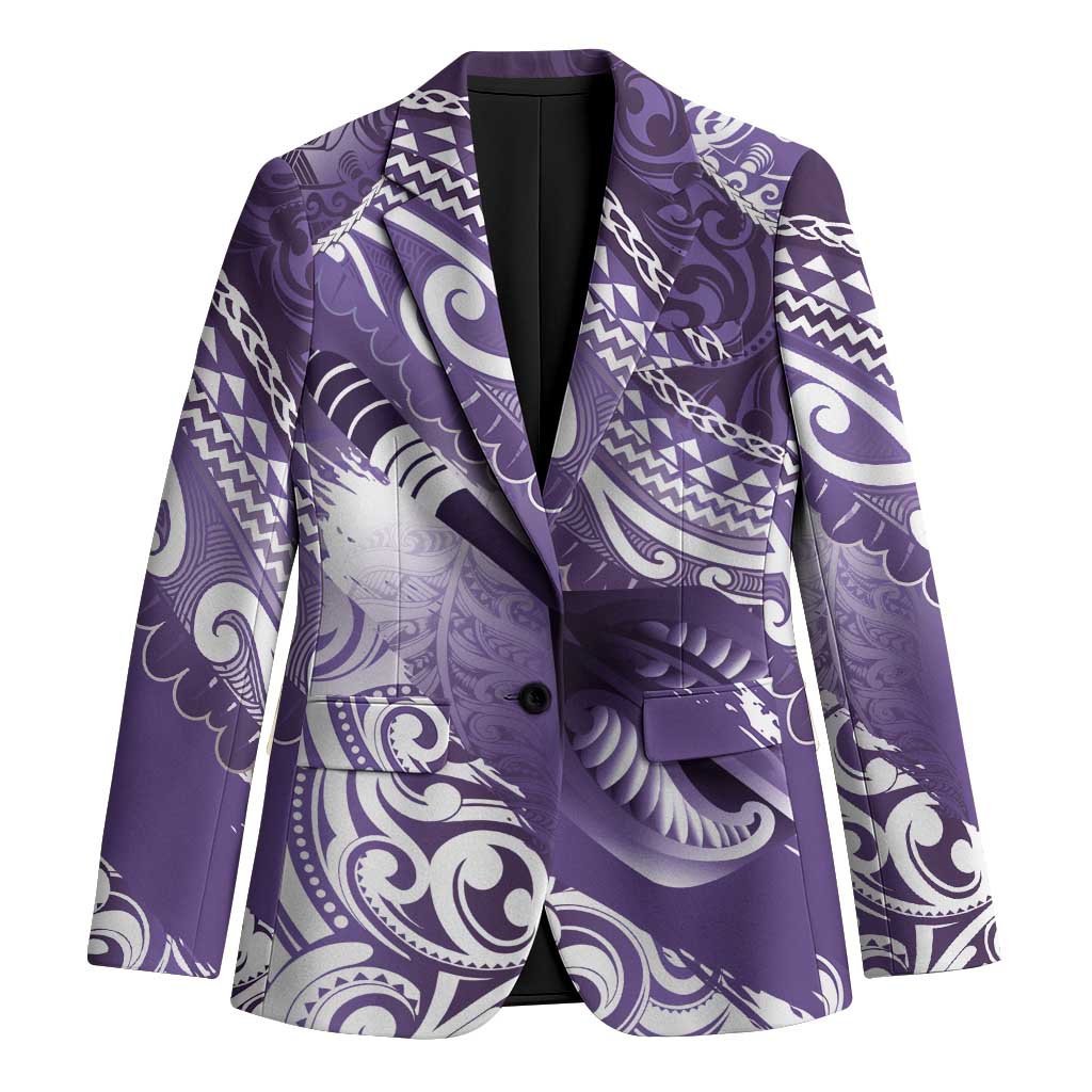 Personalised New Zealand Aotearoa Darts Masters Blazer Maori Art Tattoo with Tribal Dart Symbol Purple - Polynesian Pride