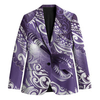 Personalised New Zealand Aotearoa Darts Masters Blazer Maori Art Tattoo with Tribal Dart Symbol Purple - Polynesian Pride