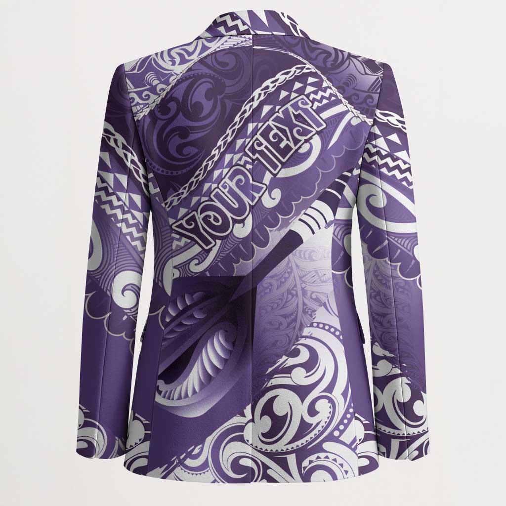 Personalised New Zealand Aotearoa Darts Masters Blazer Maori Art Tattoo with Tribal Dart Symbol Purple - Polynesian Pride