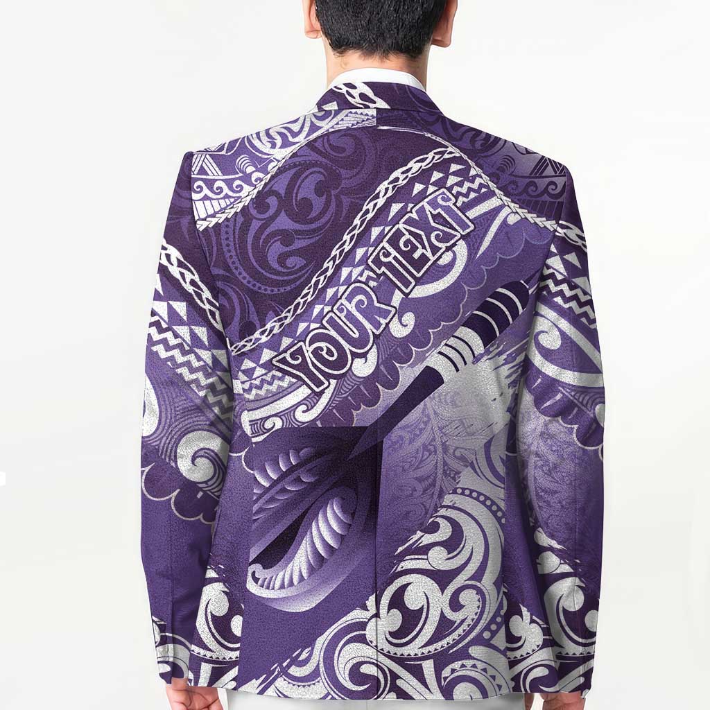 Personalised New Zealand Aotearoa Darts Masters Blazer Maori Art Tattoo with Tribal Dart Symbol Purple - Polynesian Pride