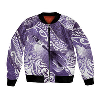 Personalised New Zealand Aotearoa Darts Masters Bomber Jacket Maori Art Tattoo with Tribal Dart Symbol Purple - Polynesian Pride