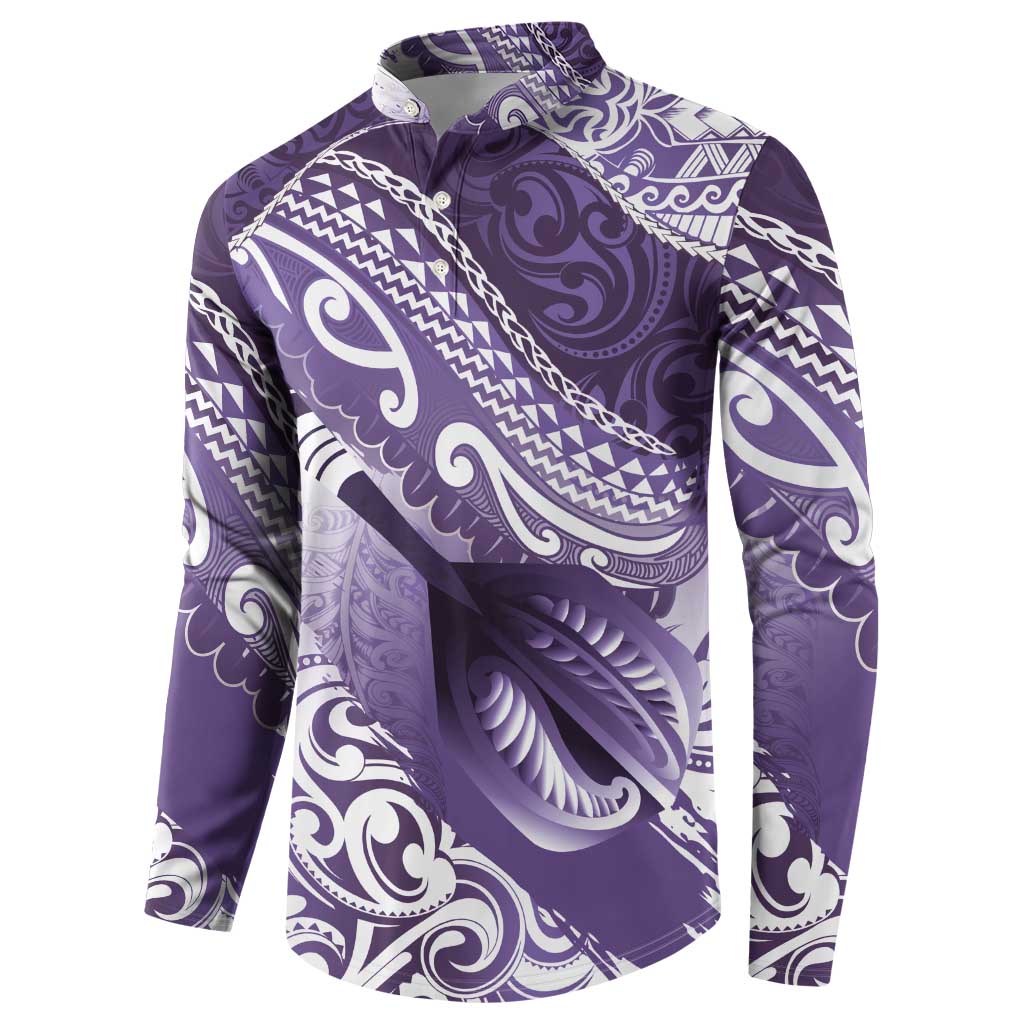 Personalised New Zealand Aotearoa Darts Masters Button Sweatshirt Maori Art Tattoo with Tribal Dart Symbol Purple - Polynesian Pride