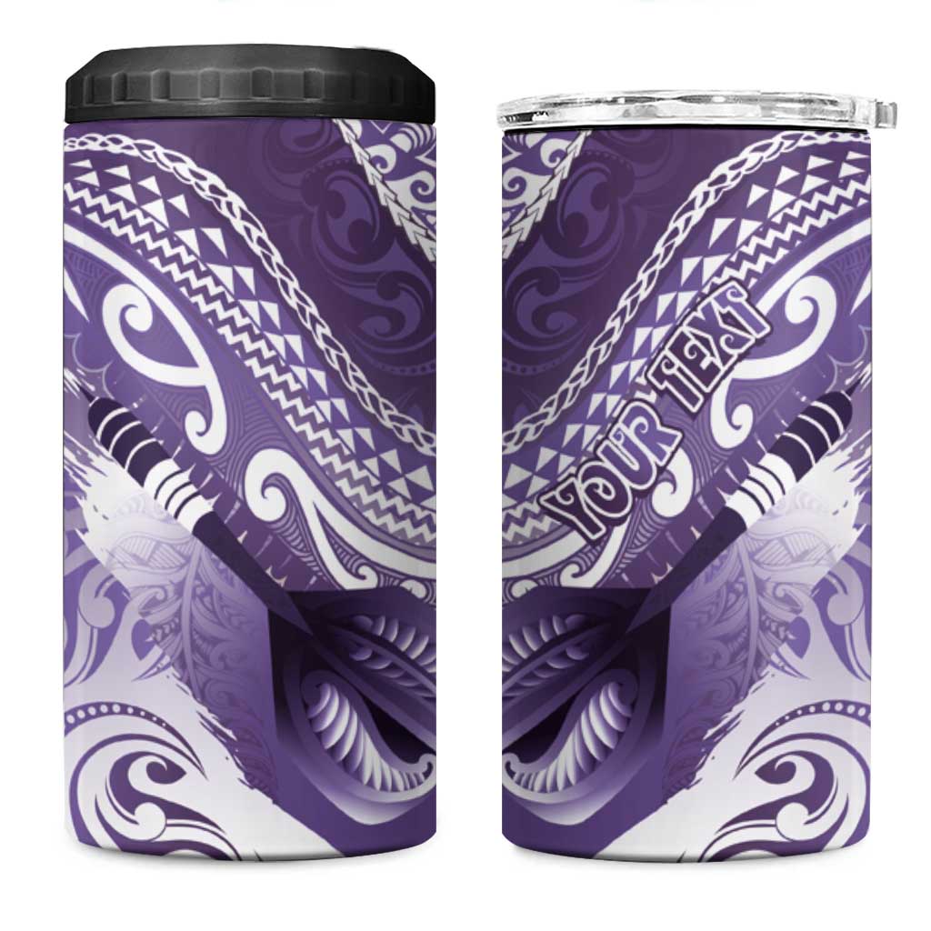 Personalised New Zealand Aotearoa Darts Masters 4 in 1 Can Cooler Tumbler Maori Art Tattoo with Tribal Dart Symbol Purple - Polynesian Pride