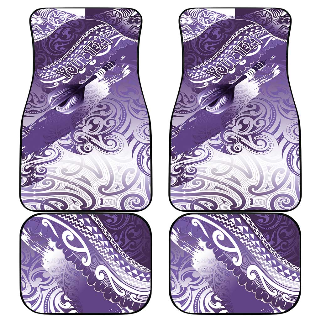 Personalised New Zealand Aotearoa Darts Masters Car Mats Maori Art Tattoo with Tribal Dart Symbol Purple - Polynesian Pride