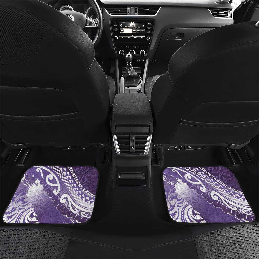 Personalised New Zealand Aotearoa Darts Masters Car Mats Maori Art Tattoo with Tribal Dart Symbol Purple - Polynesian Pride