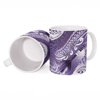 Personalised New Zealand Aotearoa Darts Masters Ceramic Mug Maori Art Tattoo with Tribal Dart Symbol Purple - Polynesian Pride