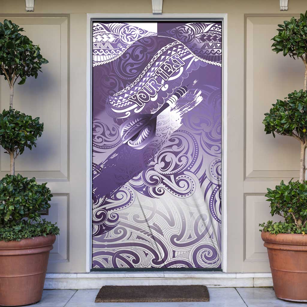 Personalised New Zealand Aotearoa Darts Masters Door Cover Maori Art Tattoo with Tribal Dart Symbol Purple - Polynesian Pride