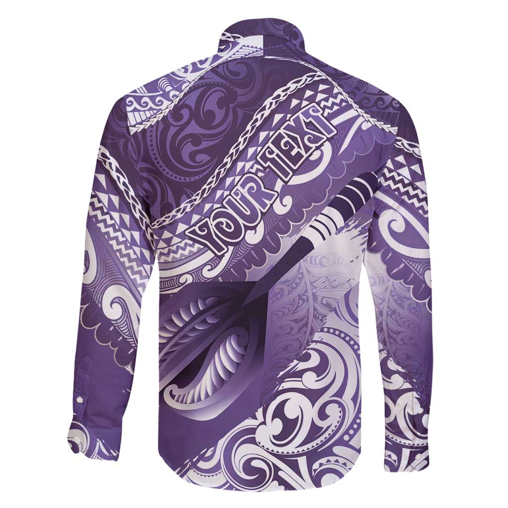 Personalised New Zealand Aotearoa Darts Masters Family Matching Long Sleeve Bodycon Dress and Hawaiian Shirt Maori Art Tattoo with Tribal Dart Symbol Purple - Polynesian Pride