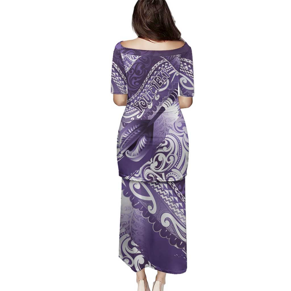 Personalised New Zealand Aotearoa Darts Masters Family Matching Puletasi and Hawaiian Shirt Maori Art Tattoo with Tribal Dart Symbol Purple - Polynesian Pride