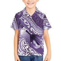Personalised New Zealand Aotearoa Darts Masters Family Matching Puletasi and Hawaiian Shirt Maori Art Tattoo with Tribal Dart Symbol Purple - Polynesian Pride