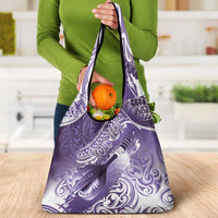 Personalised New Zealand Aotearoa Darts Masters Grocery Bag Maori Art Tattoo with Tribal Dart Symbol Purple - Polynesian Pride