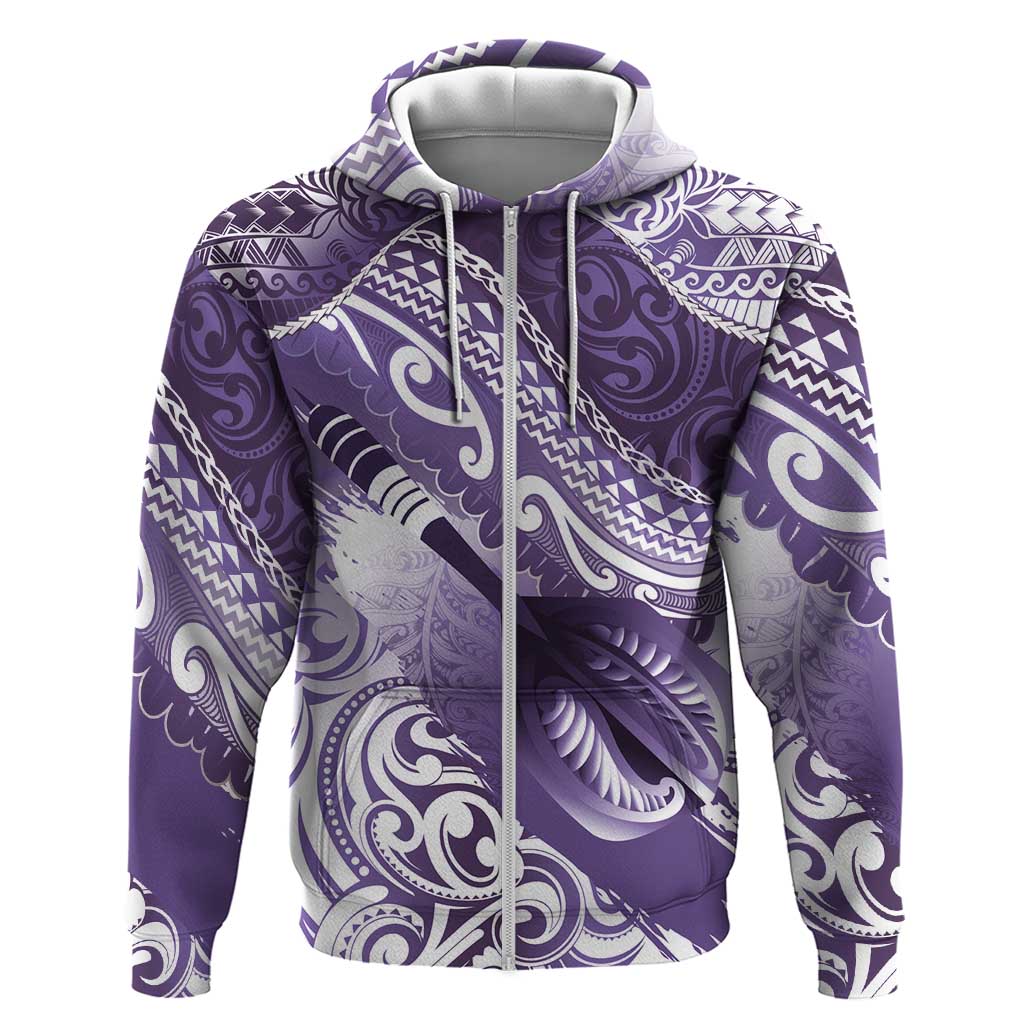 Personalised New Zealand Aotearoa Darts Masters Hoodie Maori Art Tattoo with Tribal Dart Symbol Purple - Polynesian Pride