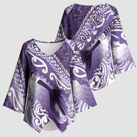 Personalised New Zealand Aotearoa Darts Masters Kimono Sleeve Blouse Maori Art Tattoo with Tribal Dart Symbol Purple - Polynesian Pride