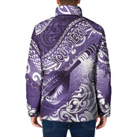 Personalised New Zealand Aotearoa Darts Masters Padded Jacket Maori Art Tattoo with Tribal Dart Symbol Purple - Polynesian Pride