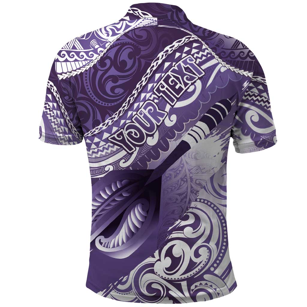 Personalised New Zealand Aotearoa Darts Masters Polo Shirt Maori Art Tattoo with Tribal Dart Symbol Purple - Polynesian Pride