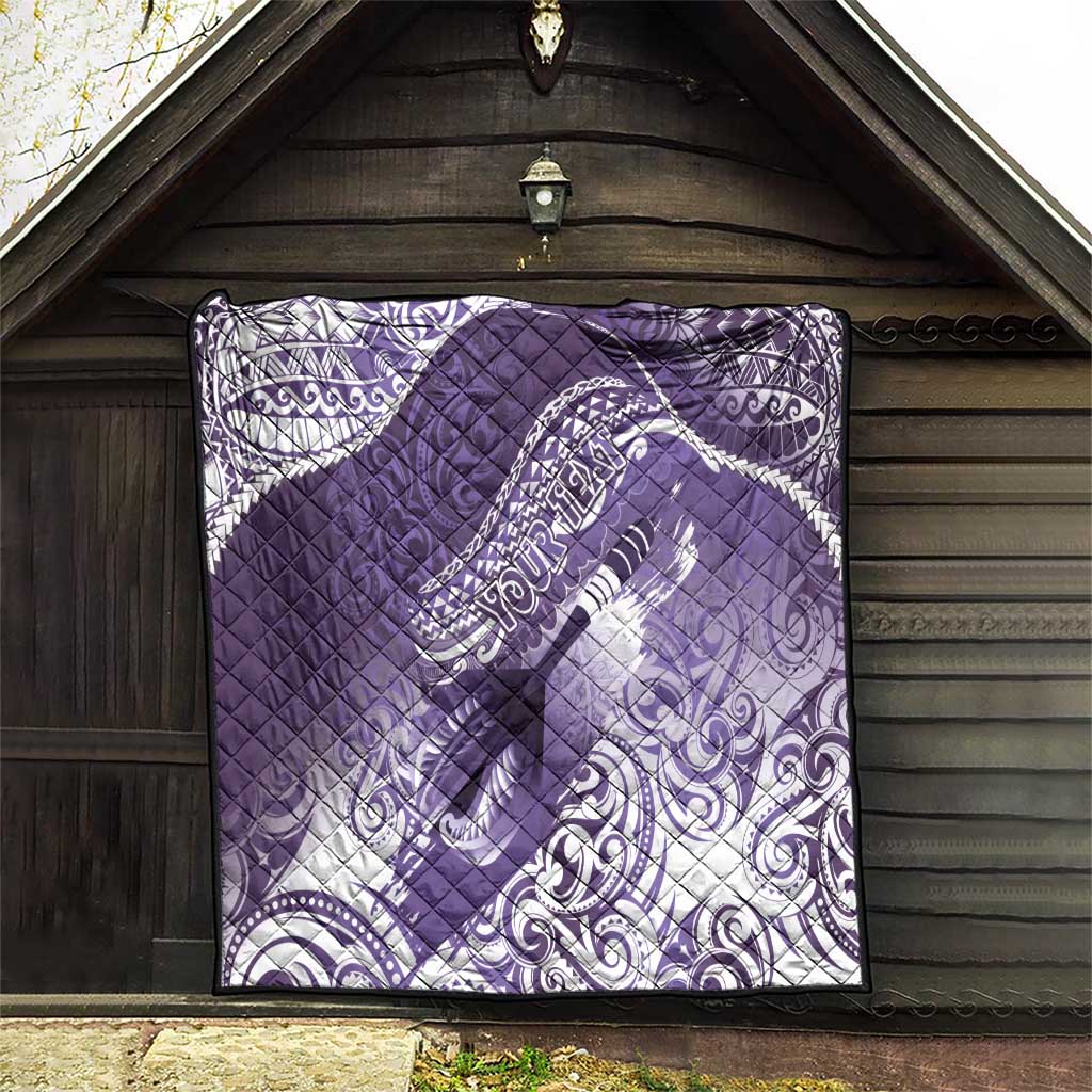 Personalised New Zealand Aotearoa Darts Masters Quilt Maori Art Tattoo with Tribal Dart Symbol Purple - Polynesian Pride