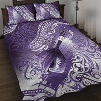 Personalised New Zealand Aotearoa Darts Masters Quilt Bed Set Maori Art Tattoo with Tribal Dart Symbol Purple - Polynesian Pride