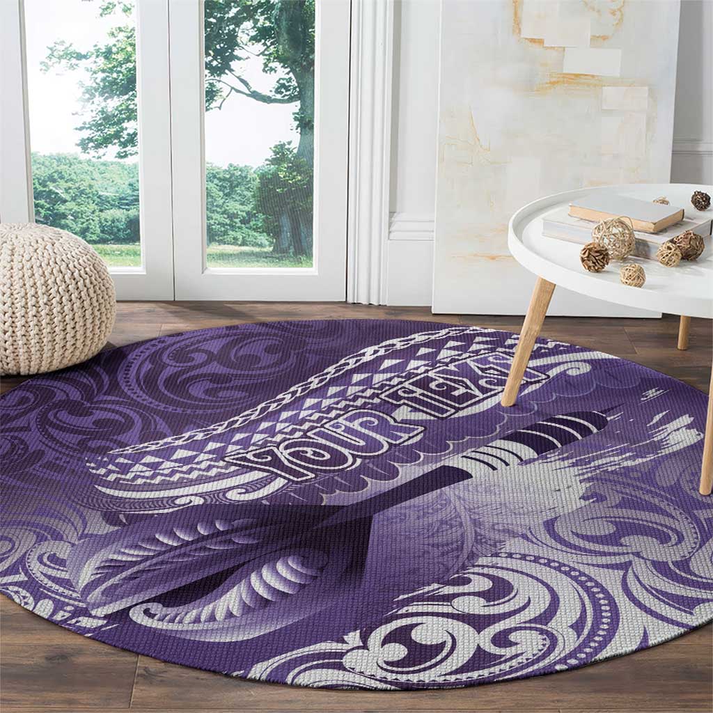 Personalised New Zealand Aotearoa Darts Masters Round Carpet Maori Art Tattoo with Tribal Dart Symbol Purple - Polynesian Pride