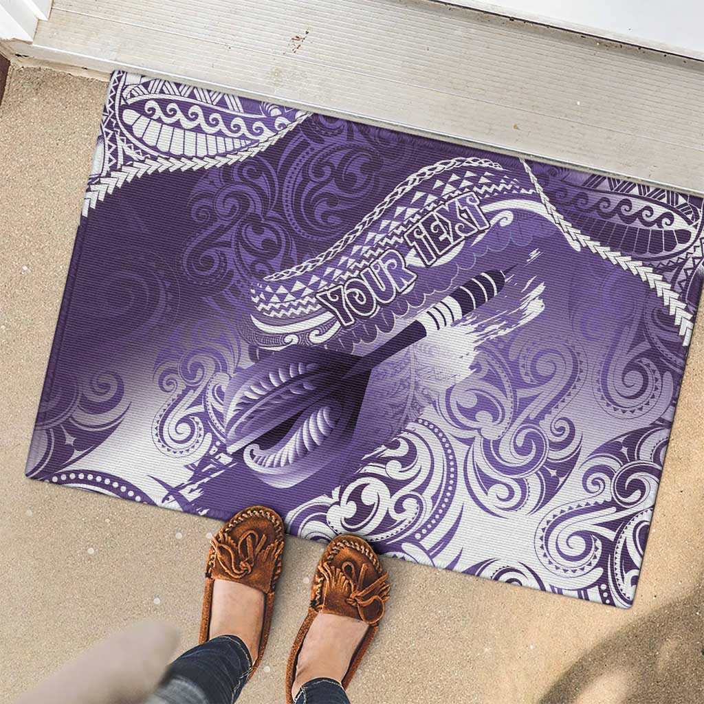 Personalised New Zealand Aotearoa Darts Masters Rubber Doormat Maori Art Tattoo with Tribal Dart Symbol Purple - Polynesian Pride