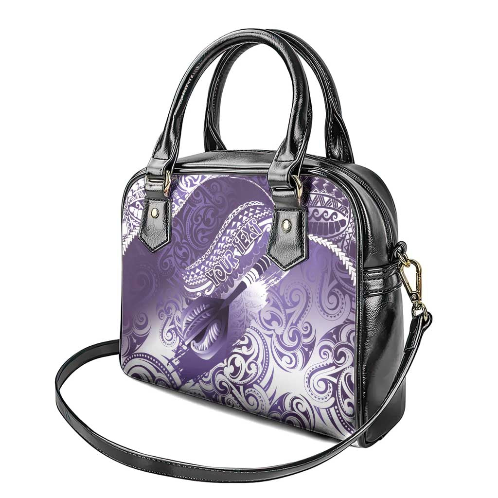 Personalised New Zealand Aotearoa Darts Masters Shoulder Handbag Maori Art Tattoo with Tribal Dart Symbol Purple - Polynesian Pride