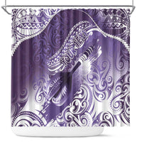 Personalised New Zealand Aotearoa Darts Masters Shower Curtain Maori Art Tattoo with Tribal Dart Symbol Purple - Polynesian Pride