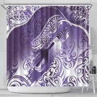 Personalised New Zealand Aotearoa Darts Masters Shower Curtain Maori Art Tattoo with Tribal Dart Symbol Purple - Polynesian Pride