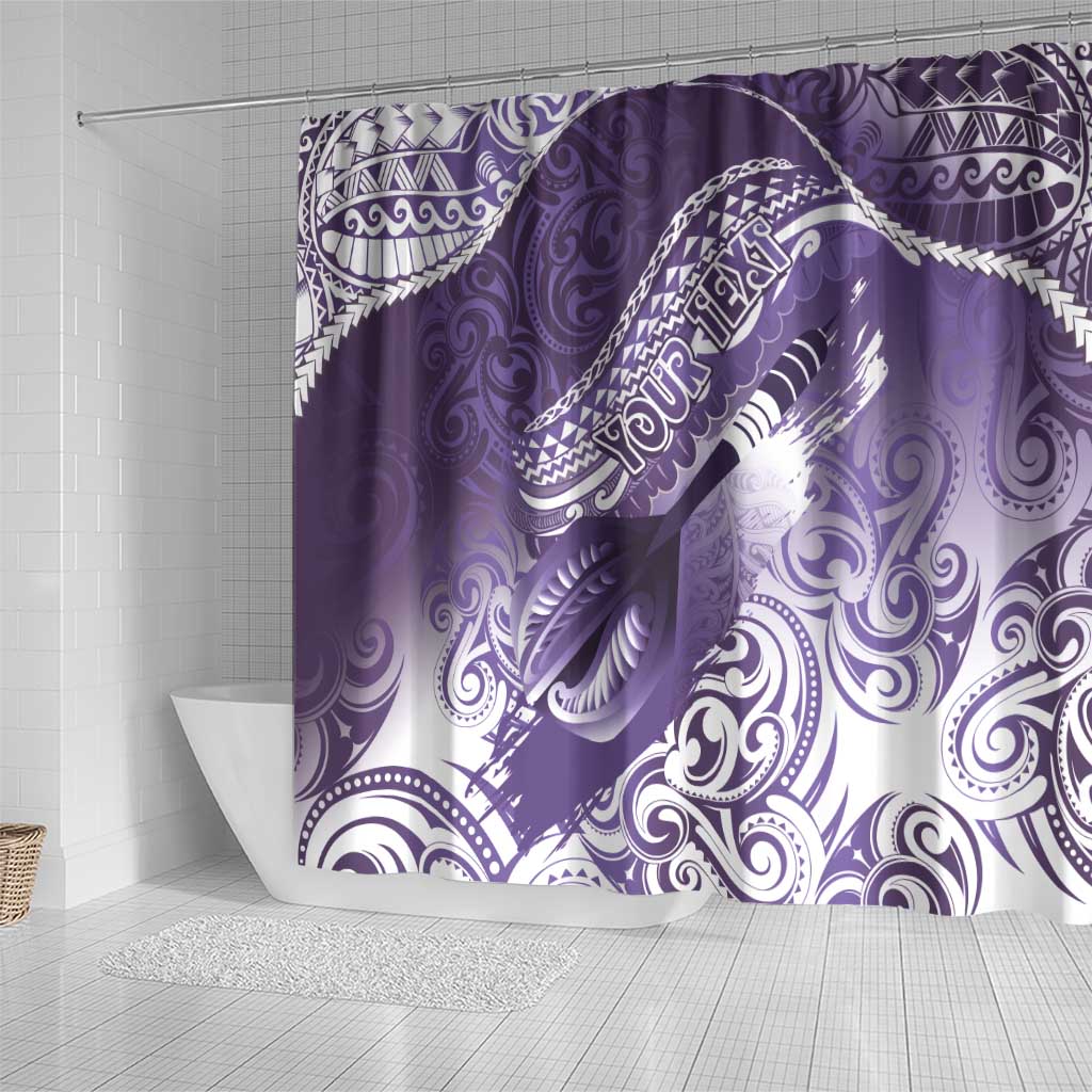 Personalised New Zealand Aotearoa Darts Masters Shower Curtain Maori Art Tattoo with Tribal Dart Symbol Purple - Polynesian Pride