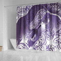 Personalised New Zealand Aotearoa Darts Masters Shower Curtain Maori Art Tattoo with Tribal Dart Symbol Purple - Polynesian Pride