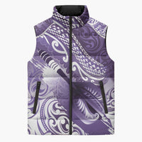 Personalised New Zealand Aotearoa Darts Masters Sleeveless Puffer Jacket Maori Art Tattoo with Tribal Dart Symbol Purple - Polynesian Pride