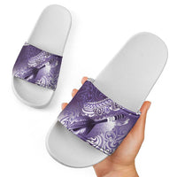 Personalised New Zealand Aotearoa Darts Masters Slide Sandals Maori Art Tattoo with Tribal Dart Symbol Purple - Polynesian Pride
