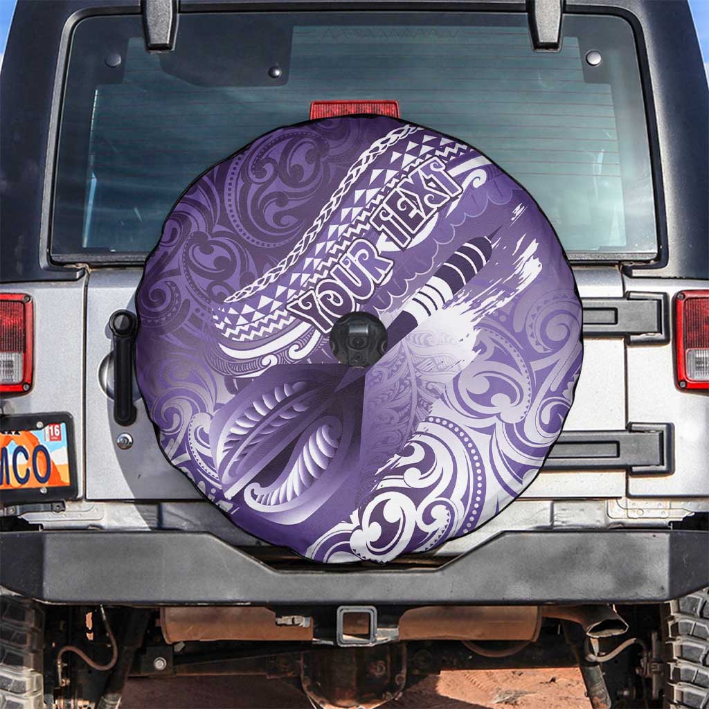 Personalised New Zealand Aotearoa Darts Masters Spare Tire Cover Maori Art Tattoo with Tribal Dart Symbol Purple - Polynesian Pride