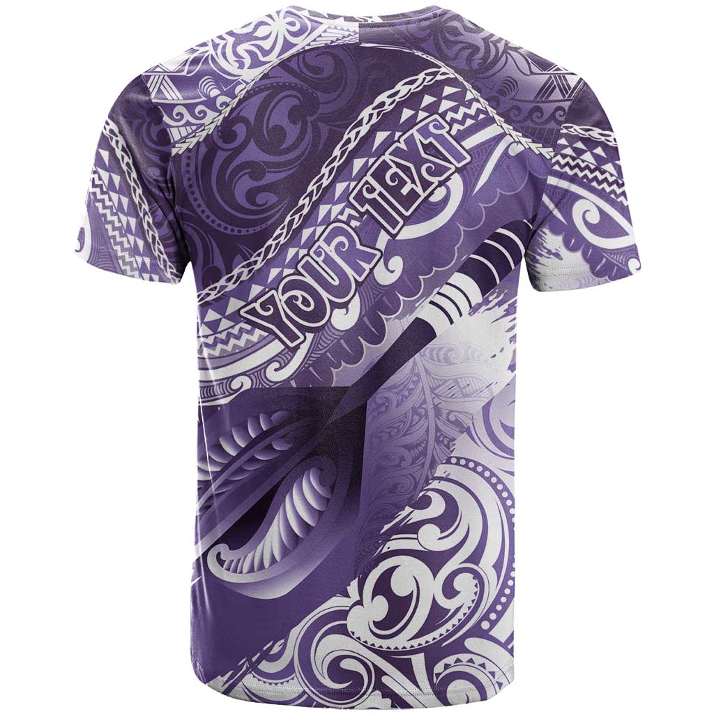 Personalised New Zealand Aotearoa Darts Masters T Shirt Maori Art Tattoo with Tribal Dart Symbol Purple - Polynesian Pride