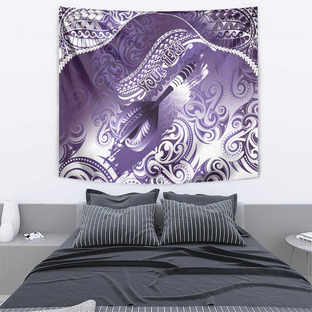 Personalised New Zealand Aotearoa Darts Masters Tapestry Maori Art Tattoo with Tribal Dart Symbol Purple - Polynesian Pride