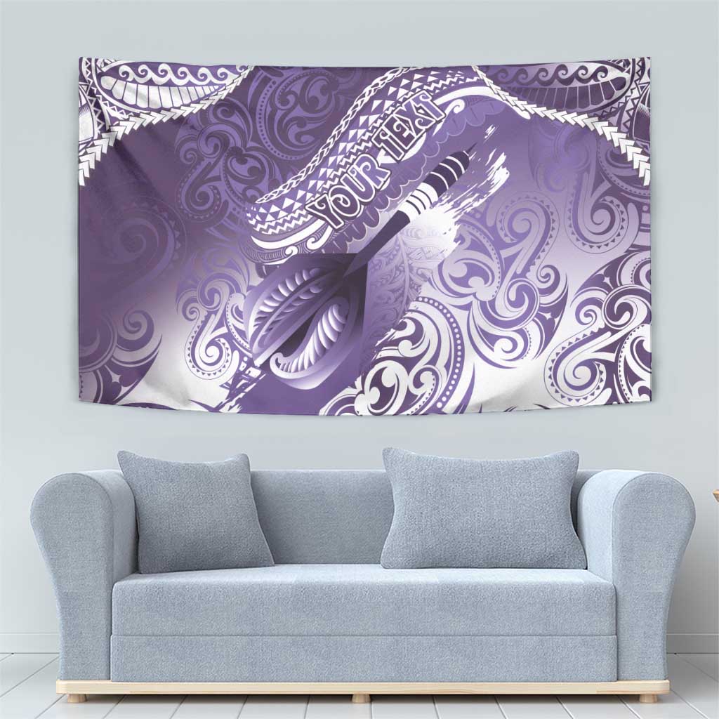 Personalised New Zealand Aotearoa Darts Masters Tapestry Maori Art Tattoo with Tribal Dart Symbol Purple - Polynesian Pride