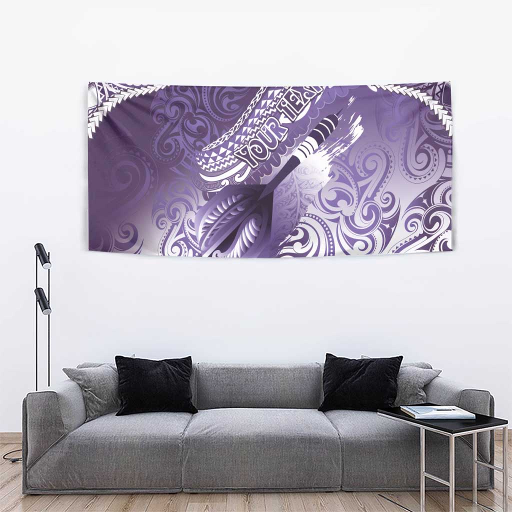 Personalised New Zealand Aotearoa Darts Masters Tapestry Maori Art Tattoo with Tribal Dart Symbol Purple - Polynesian Pride