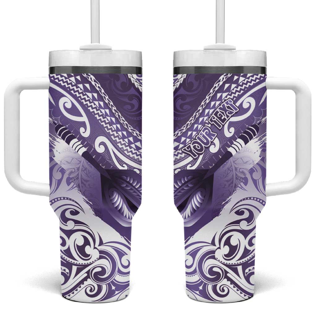 Personalised New Zealand Aotearoa Darts Masters Tumbler With Handle Maori Art Tattoo with Tribal Dart Symbol Purple - Polynesian Pride