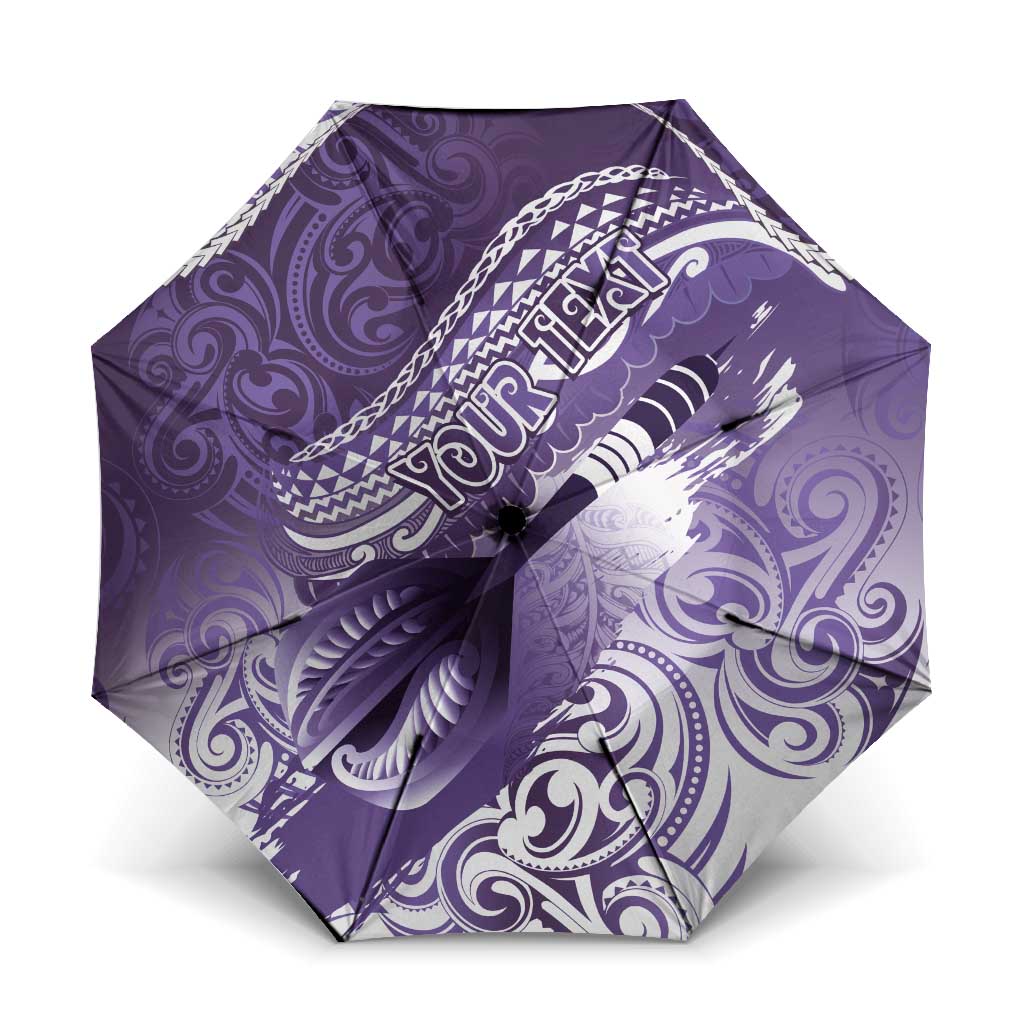 Personalised New Zealand Aotearoa Darts Masters Umbrella Maori Art Tattoo with Tribal Dart Symbol Purple - Polynesian Pride