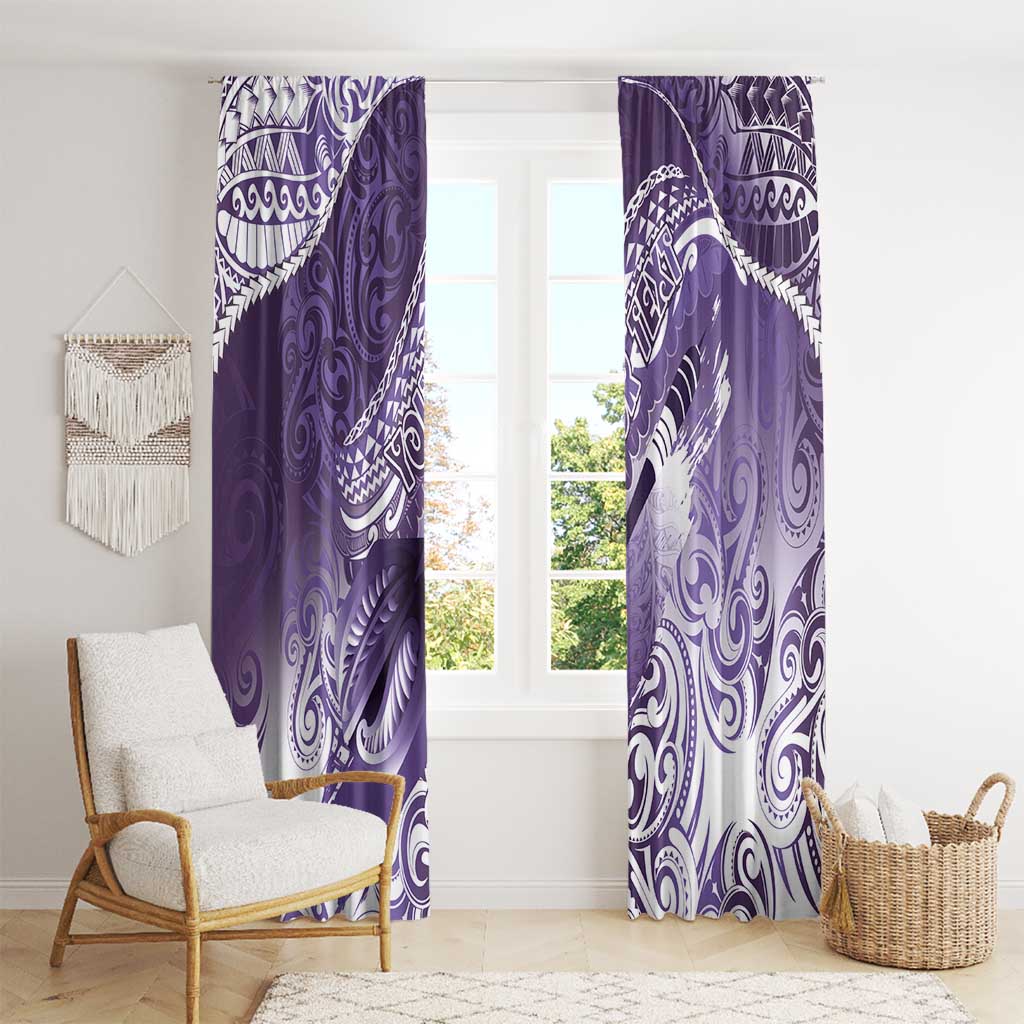 Personalised New Zealand Aotearoa Darts Masters Window Curtain Maori Art Tattoo with Tribal Dart Symbol Purple - Polynesian Pride