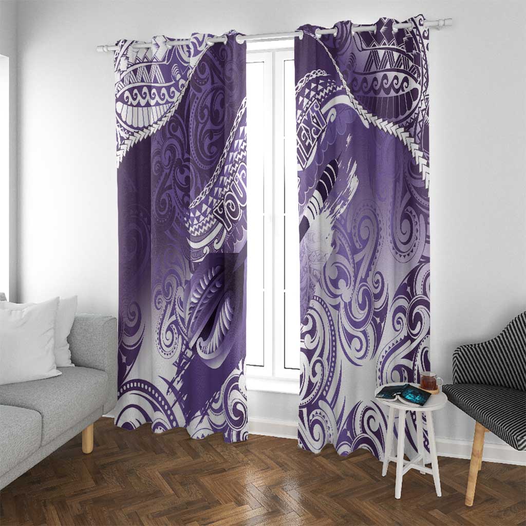 Personalised New Zealand Aotearoa Darts Masters Window Curtain Maori Art Tattoo with Tribal Dart Symbol Purple - Polynesian Pride
