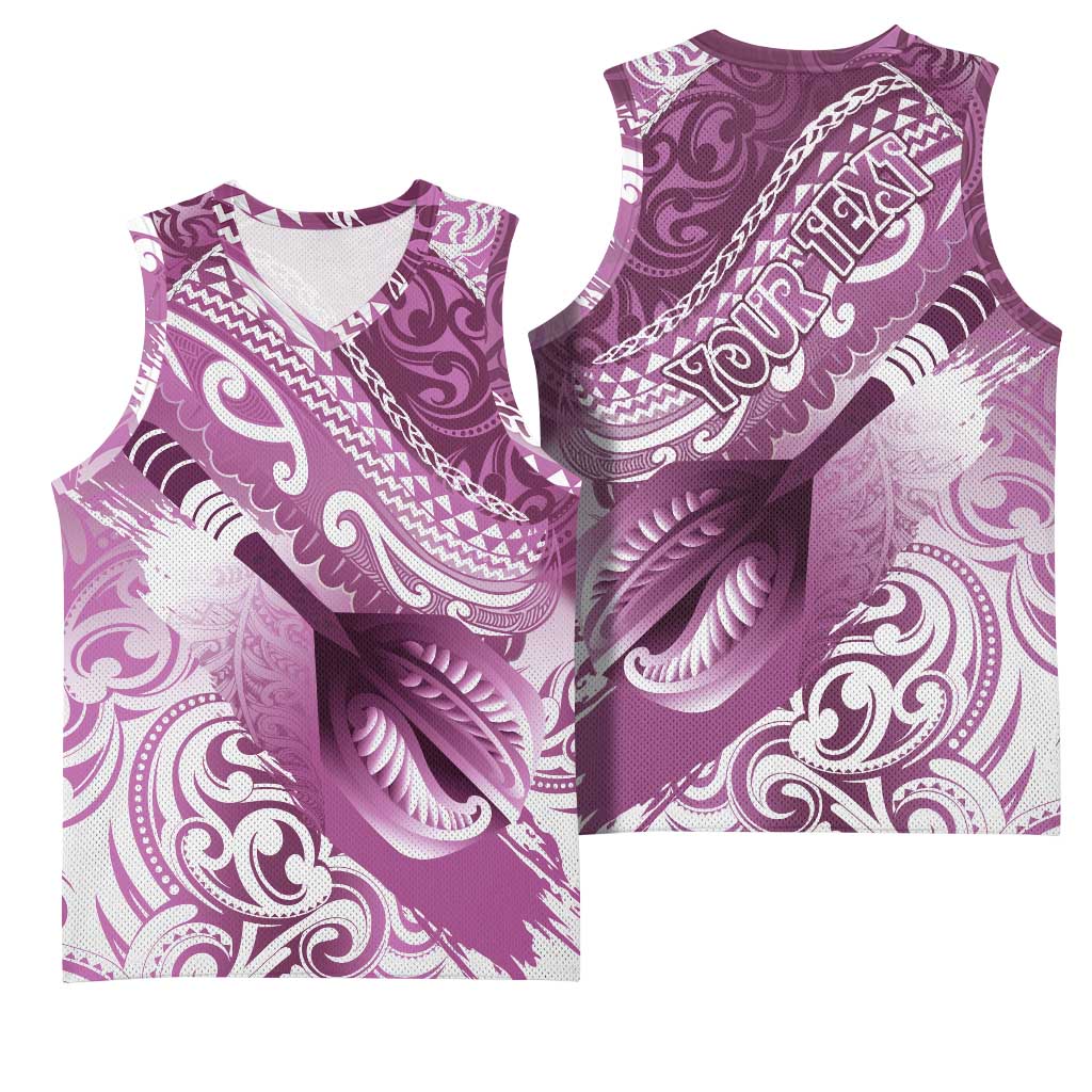 Personalised New Zealand Aotearoa Darts Masters Basketball Jersey Maori Art Tattoo with Tribal Dart Symbol Pink - Polynesian Pride