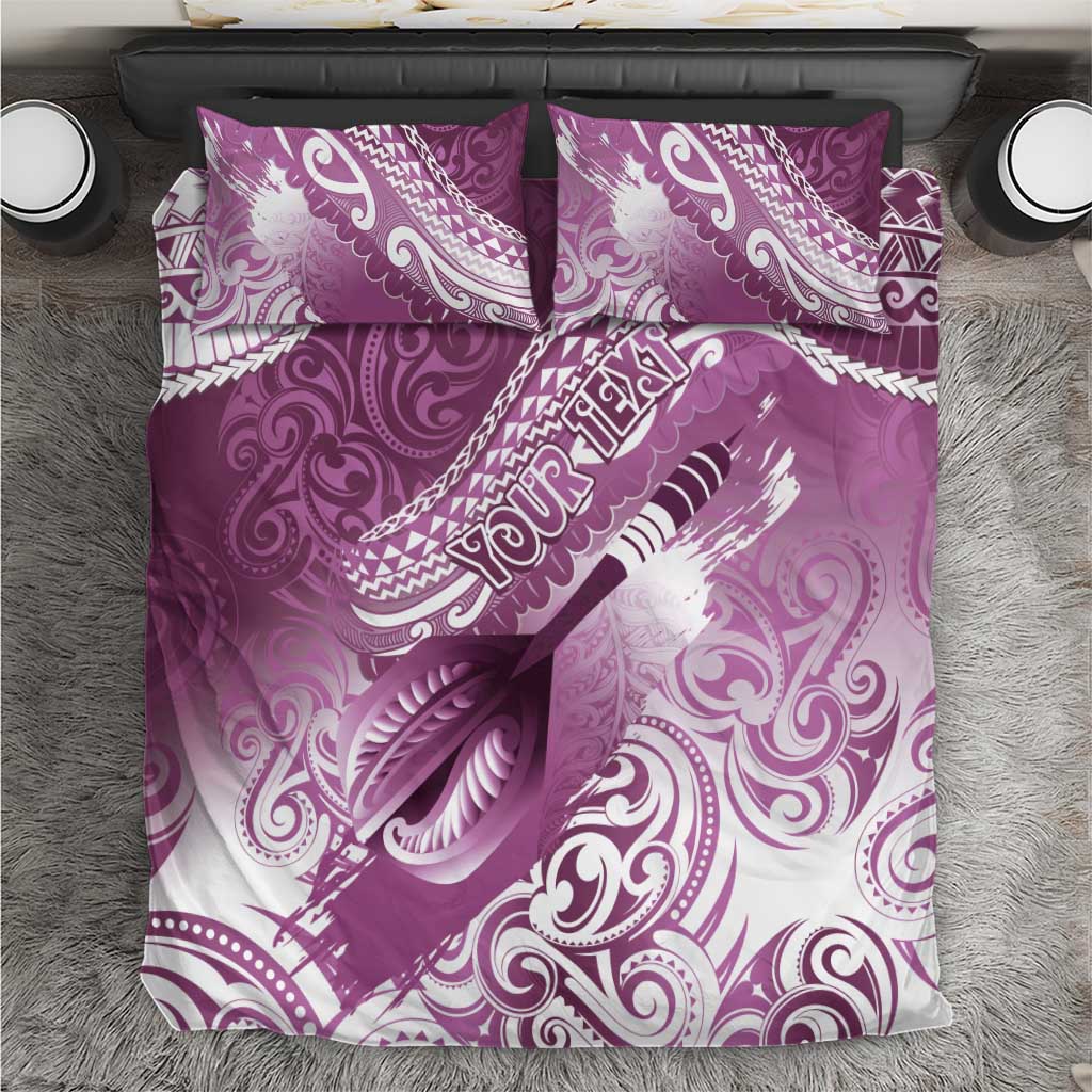 Personalised New Zealand Aotearoa Darts Masters Bedding Set Maori Art Tattoo with Tribal Dart Symbol Pink - Polynesian Pride