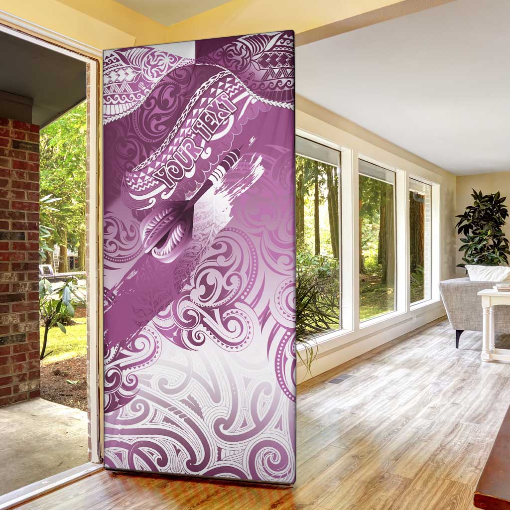 Personalised New Zealand Aotearoa Darts Masters Door Cover Maori Art Tattoo with Tribal Dart Symbol Pink - Polynesian Pride